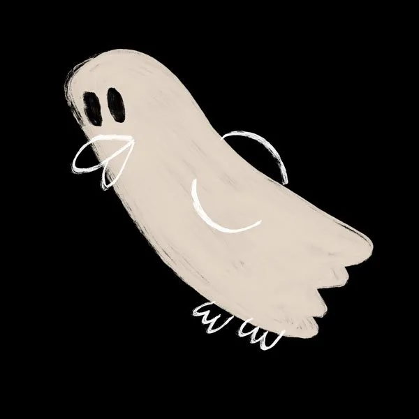 simple black and white illustration of a ghost dressed as a duck