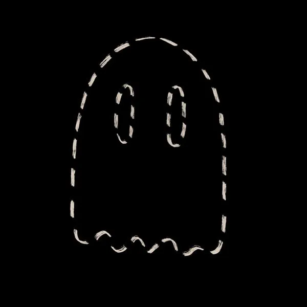 simple black and white illustration of a dotted line of a ghost