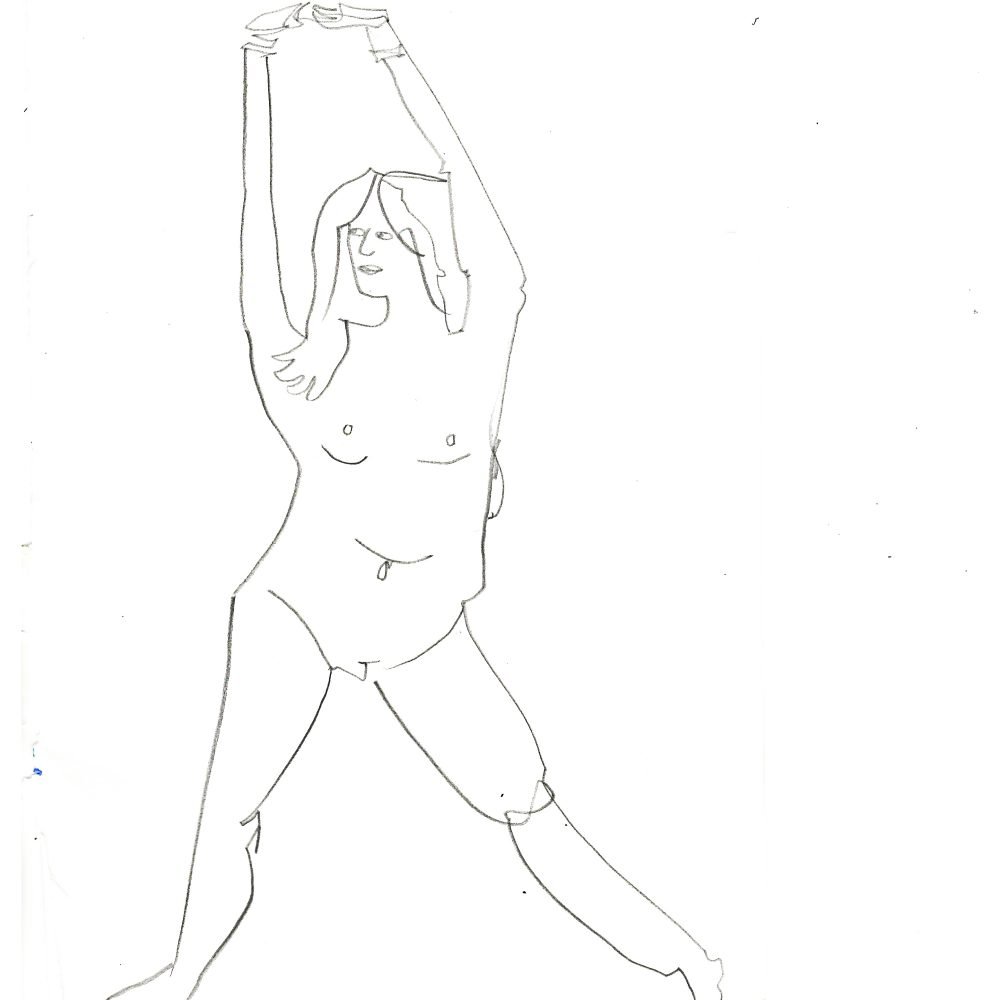 pencil sketch of a dynamic life drawing pose