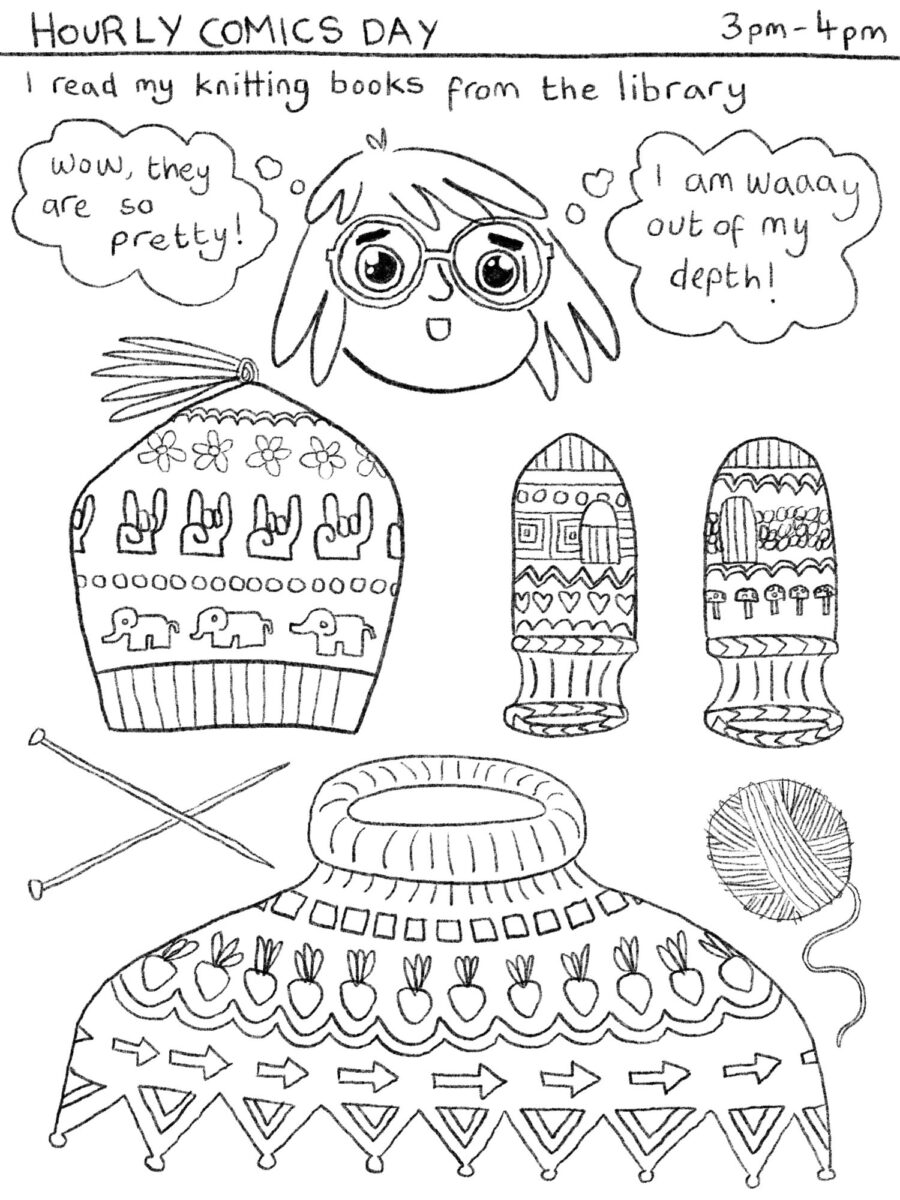 hourly comics day illustration knitting