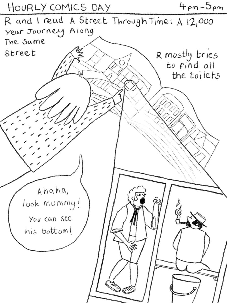 hourly comics day illustration a street through time